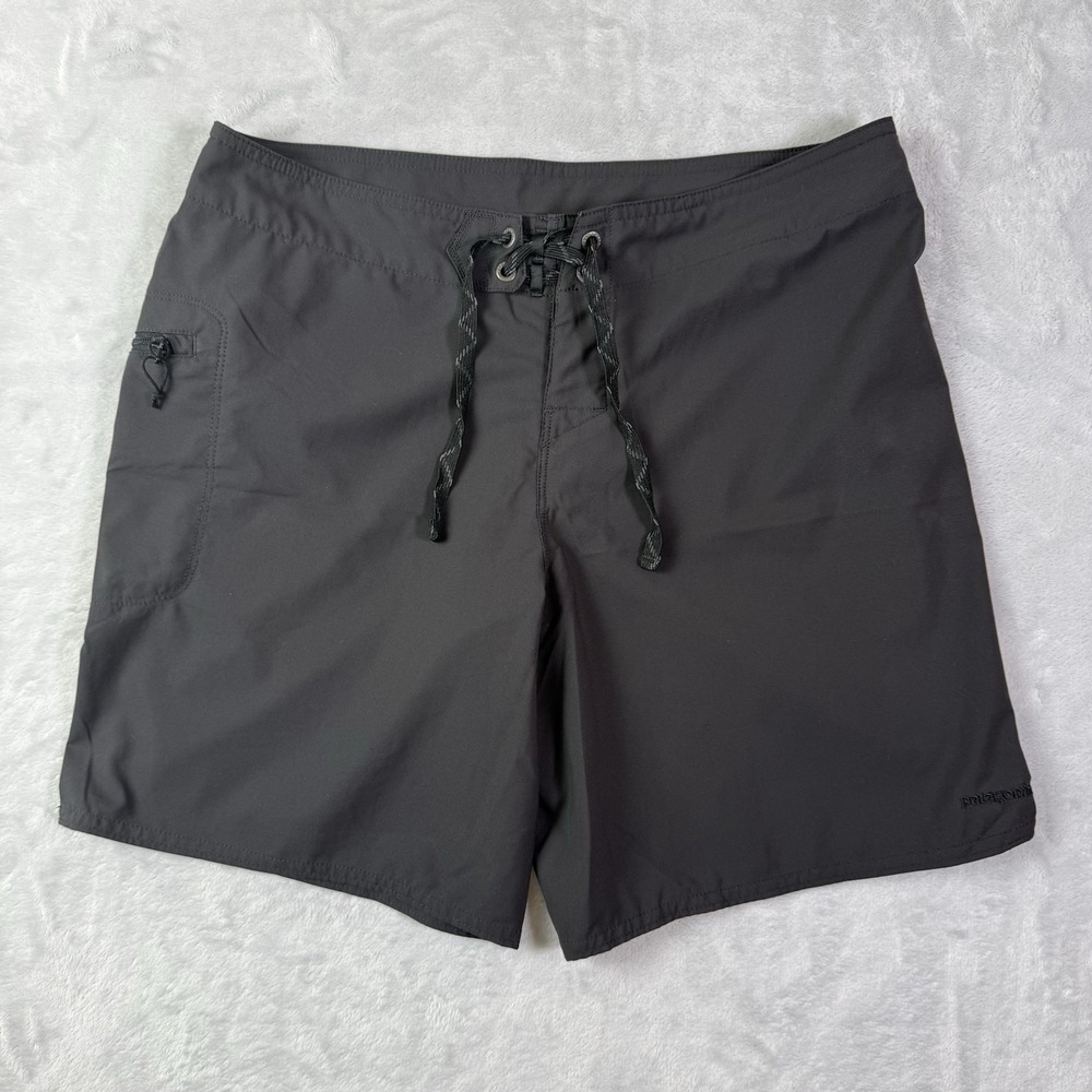 Patagonia Board Shorts Womens 8 Dark Grey Solid Drawstring Cargo 8 Inch Inseam